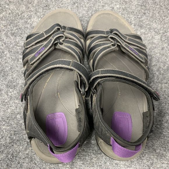 Teva Sandals Women 6.5 Black Gray Open Toe Strappy Shoes Hook & Loop Close - Picture 5 of 11
